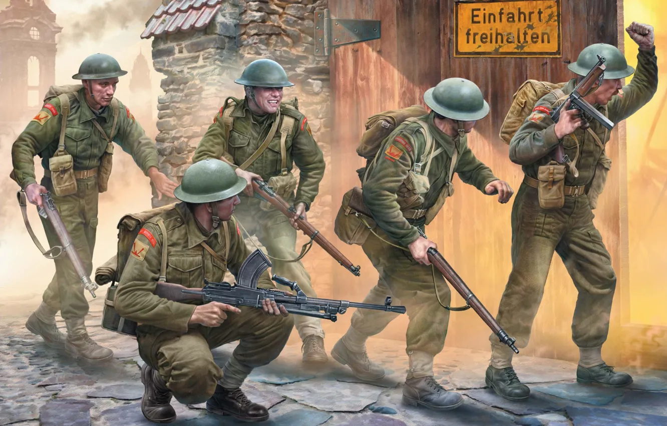 Фото обои Thompson, British Army, Lee-Enfield, Bren, Игорь Варавин, британская пехота