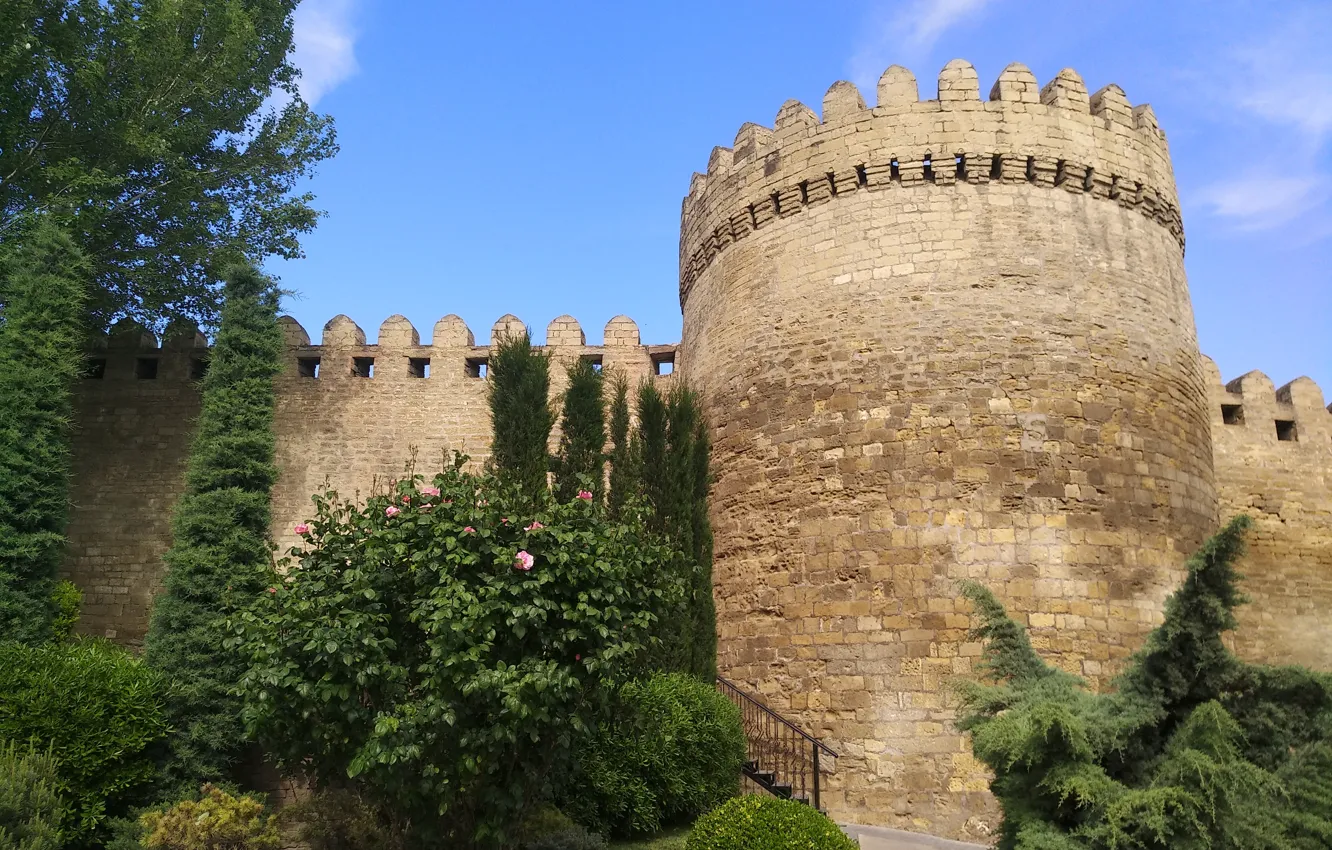 Фото обои Башня, Крепость, Азербайджан, Azerbaijan, Baku, Баку