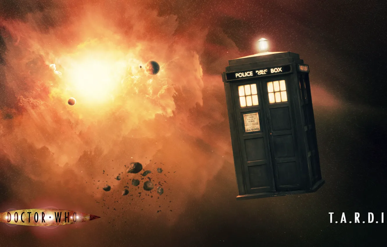 Фото обои космос, будка, Doctor Who, Доктор Кто, ТАРДИС, TARDIS