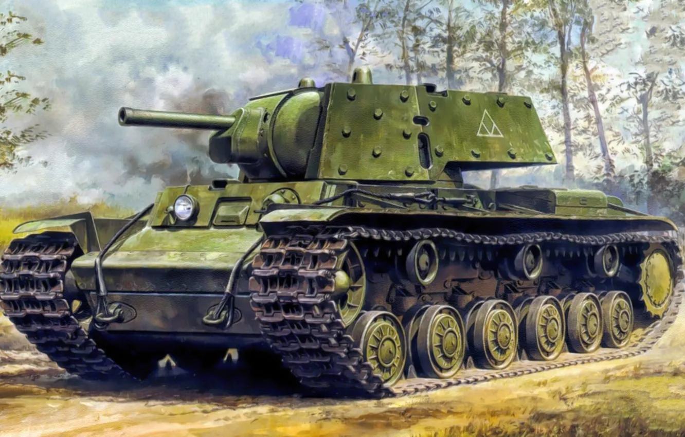 Фото обои war, art, painting, tank, ww2, KV-1, Kliment Voroshilov tank