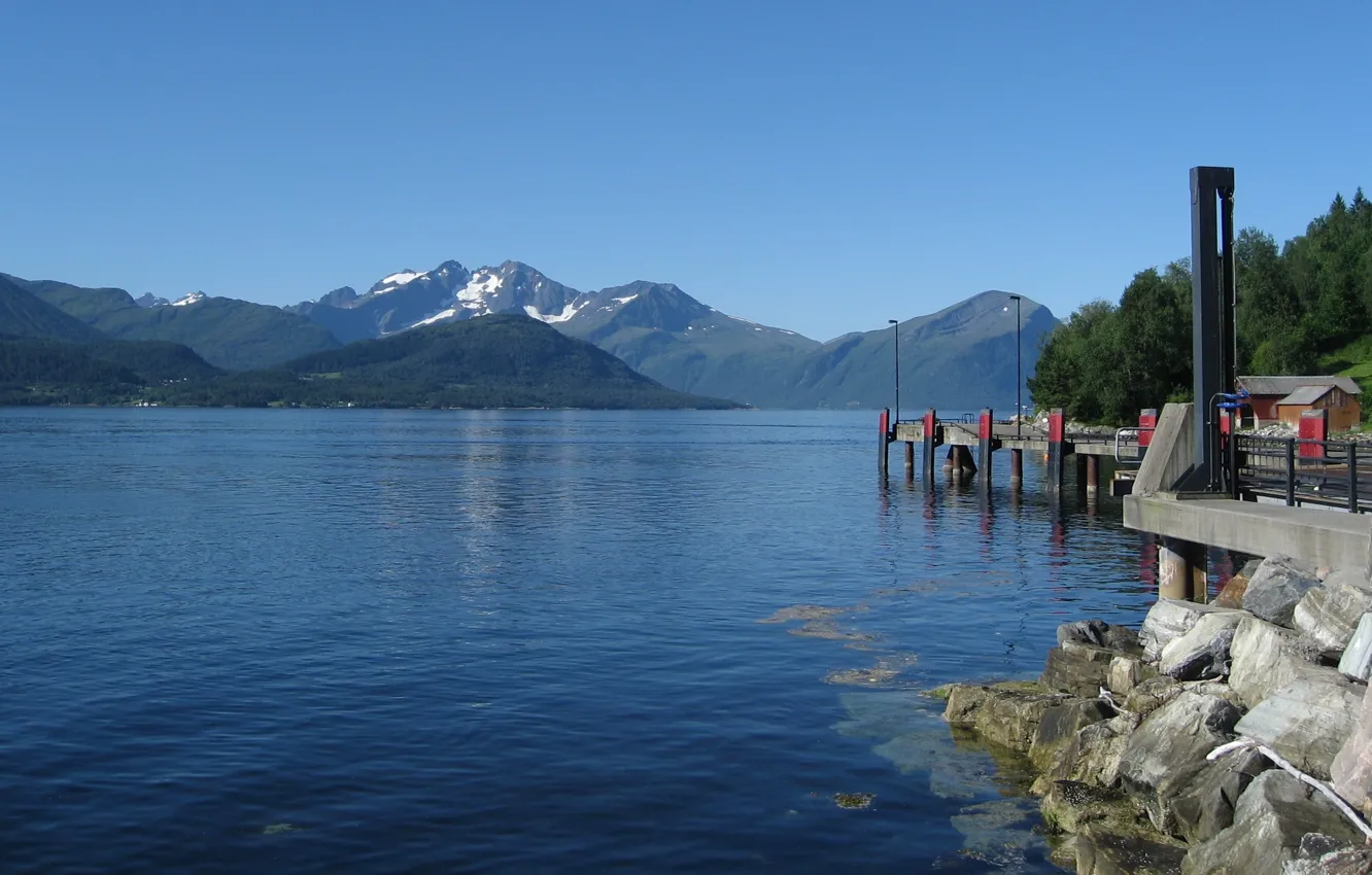 Фото обои вода, горы, озеро, Норвегия, sky, water, mountains, lake