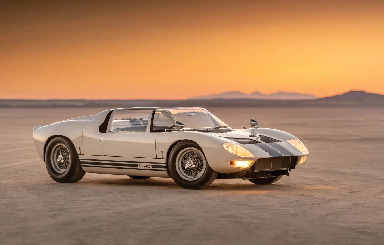 Фото обои Roadster, Ford, Prototype, вечер, Ford GT, 1965, GT40