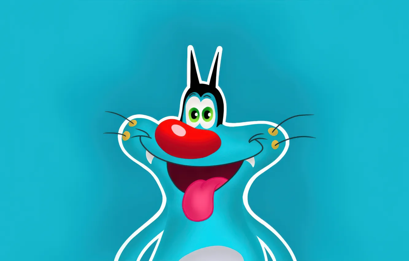 Фото обои Минимализм, Позитив, Улыбка, Minimalism, Smiling, бирюзовый фон, Oggy, Огги