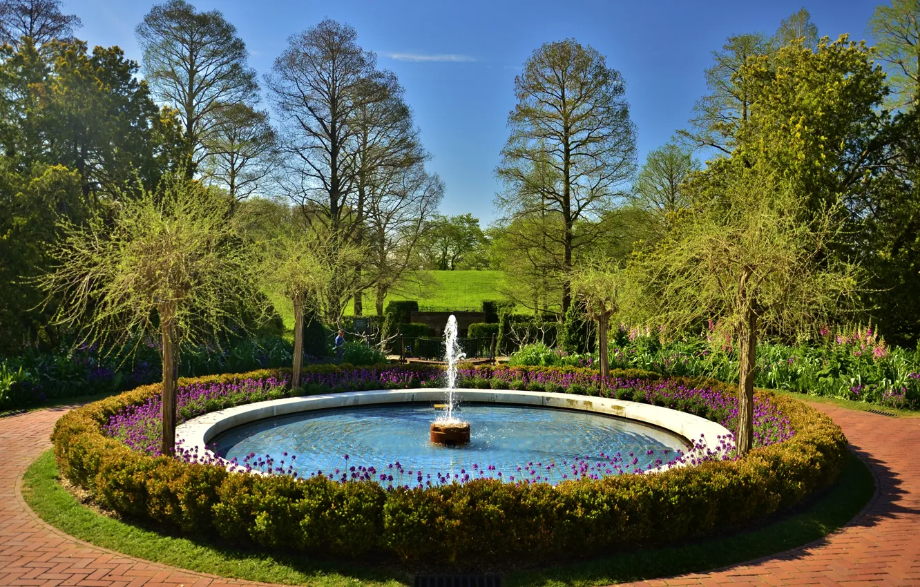 Престон Англия парк с фонтаном