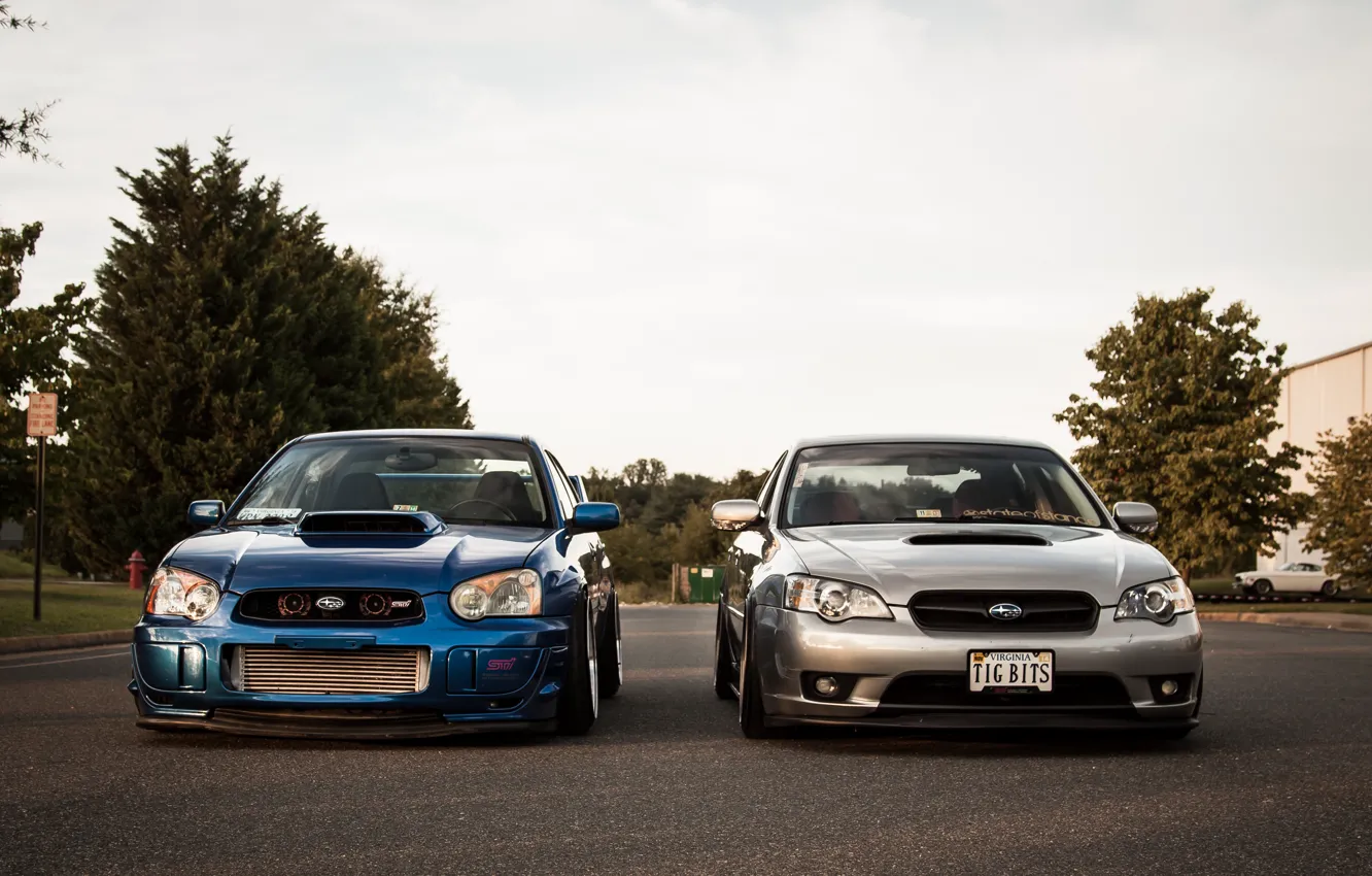 Фото обои Subaru, серебристая, синяя, blue, wrx, impreza, субару, Legacy