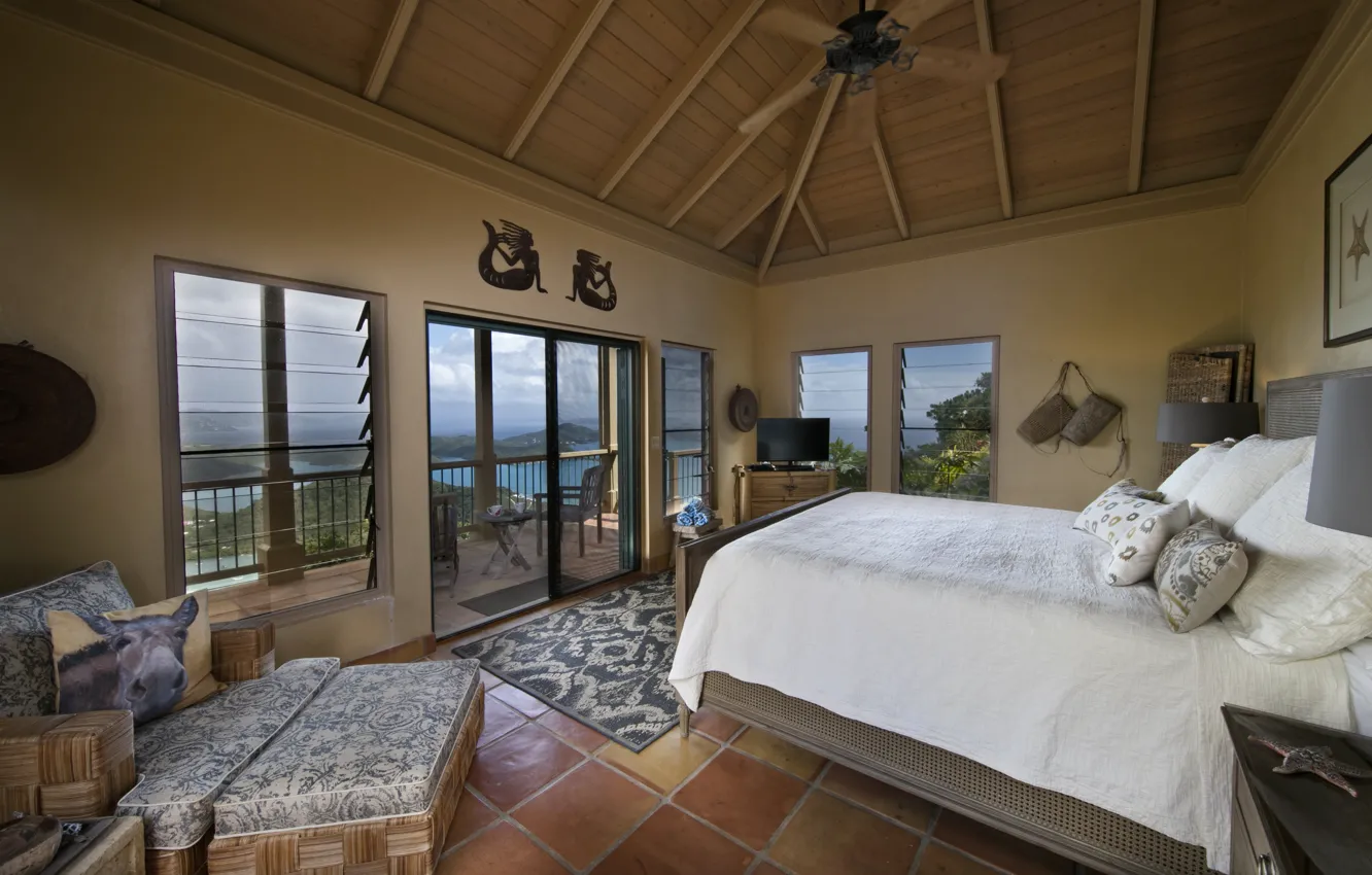 Фото обои bedroom, luxury villa, Virgin Islands