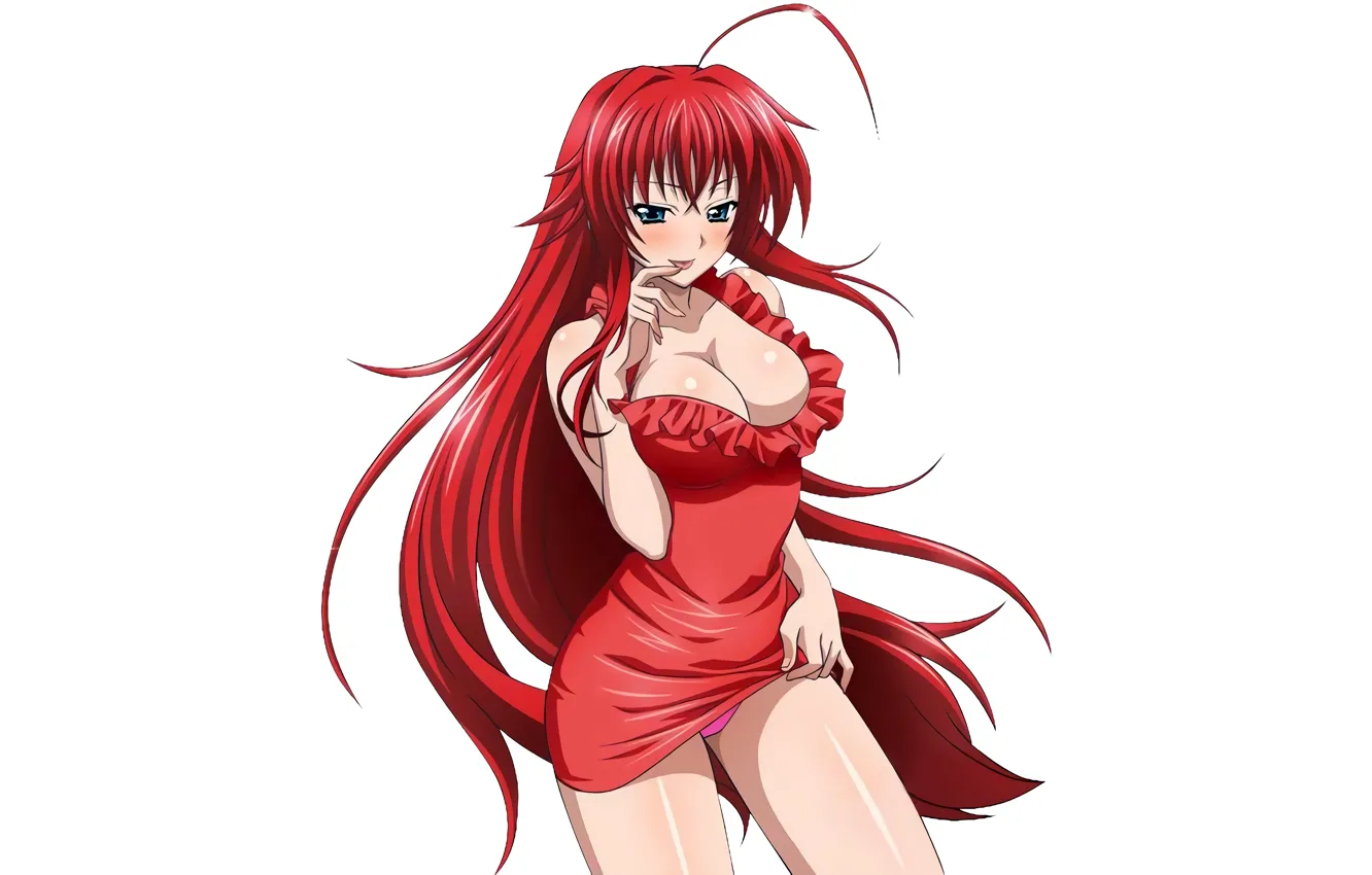 Фото обои girl, sexy, lingerie, pantsu, cleavage, panties, red hair, long hair