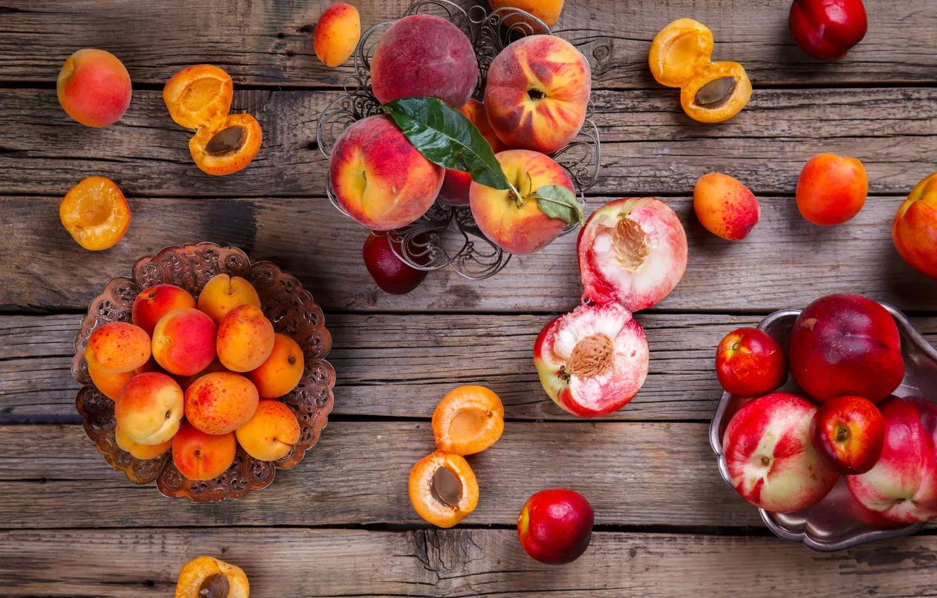 Фото обои фрукты, персики, абрикосы, fruits