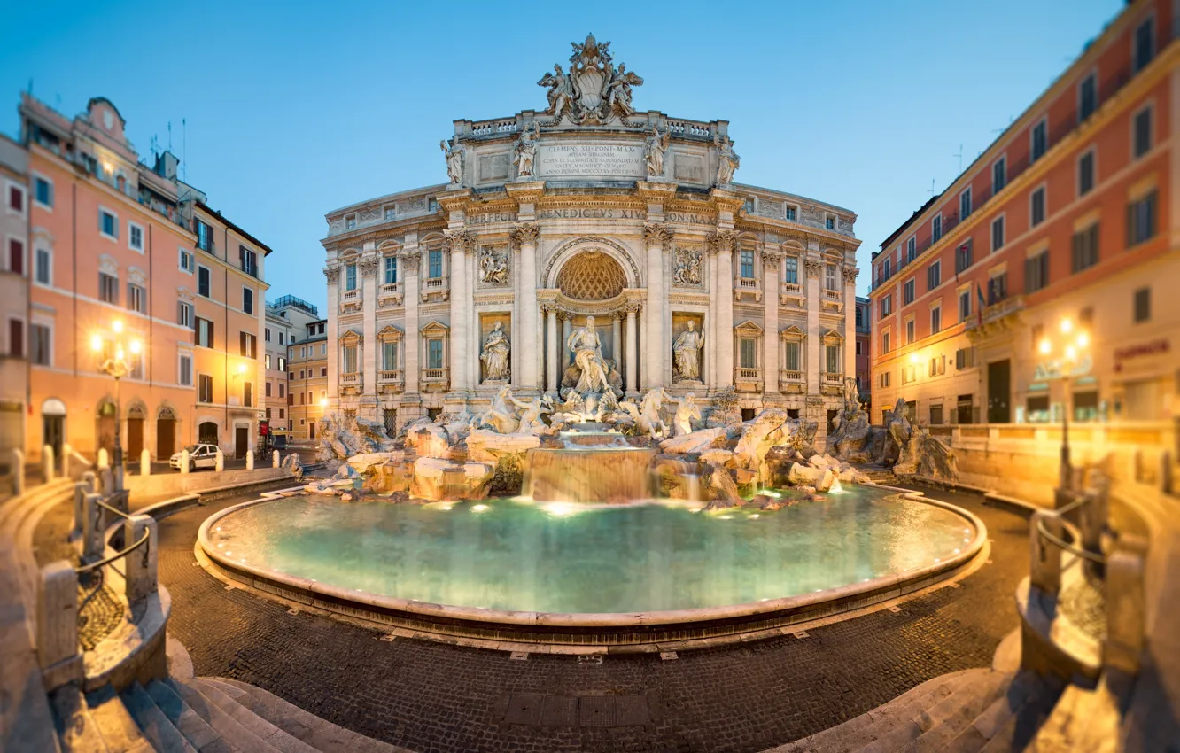 Фото обои город, здание, Рим, фонтан