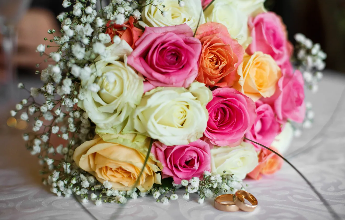 Фото обои цветы, розы, букет, colorful, pink, flowers, bouquet, roses