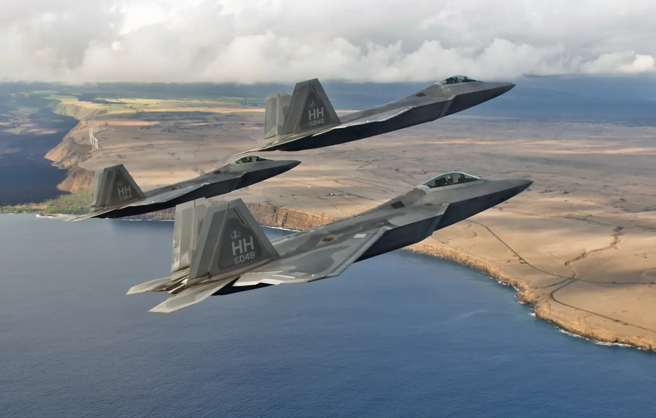 Фото обои оружие, самолёты, F-22 Raptors