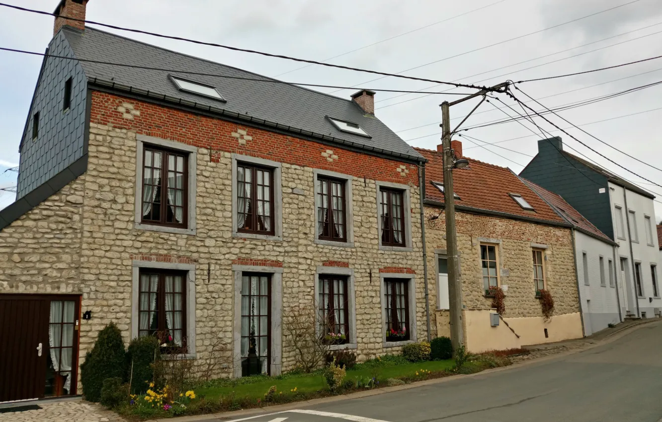 Фото обои House, Light, Halo, Nature, Clouds, Landscape, Belgium, architecture