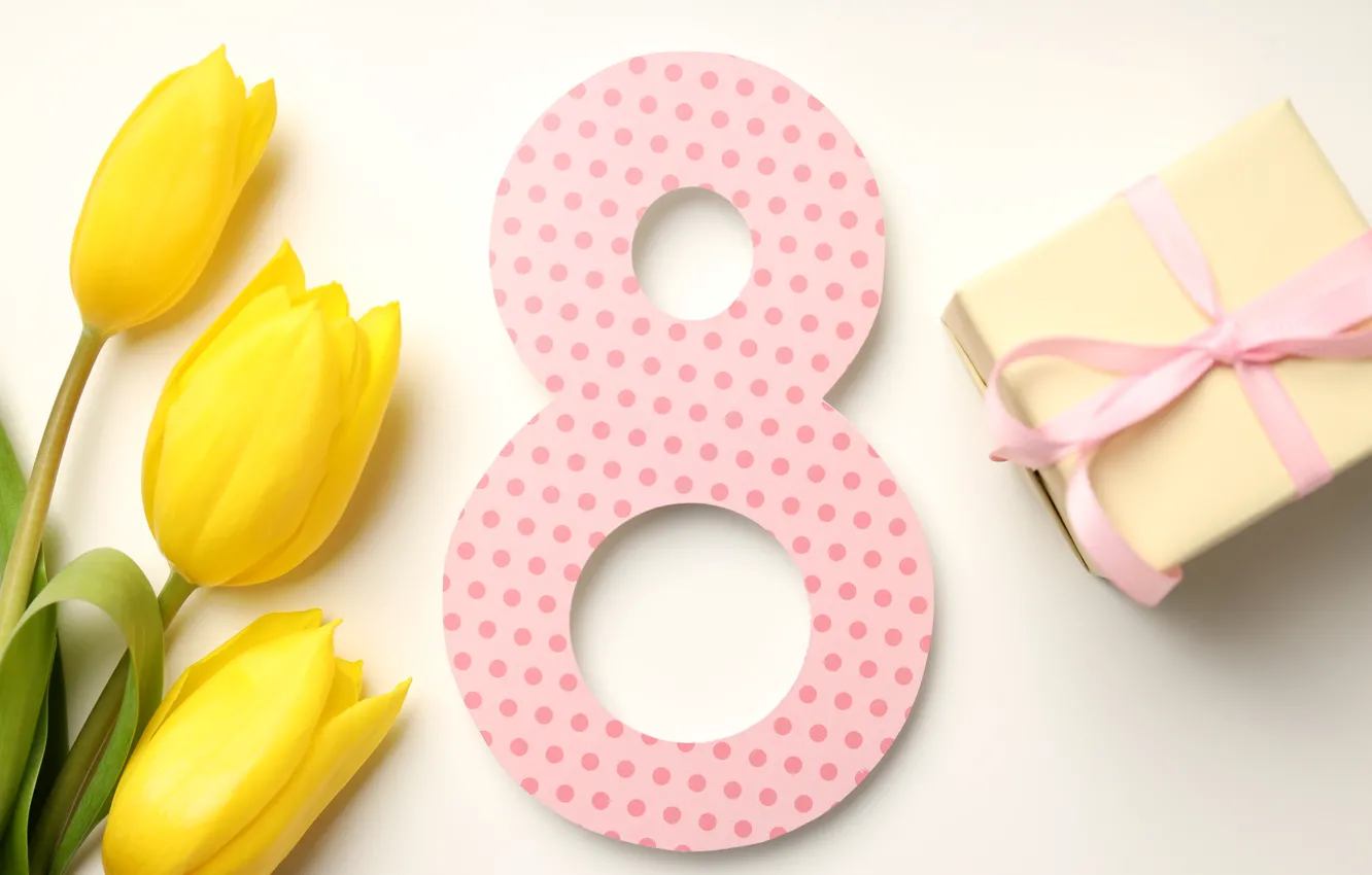 Фото обои цветы, подарок, тюльпаны, happy, 8 марта, pink, flowers, tulips