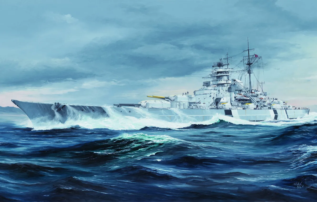 Фото обои Германия, Bismarck, 1939, Бисмарк, линкор немецкого военного флота, кригсмарине