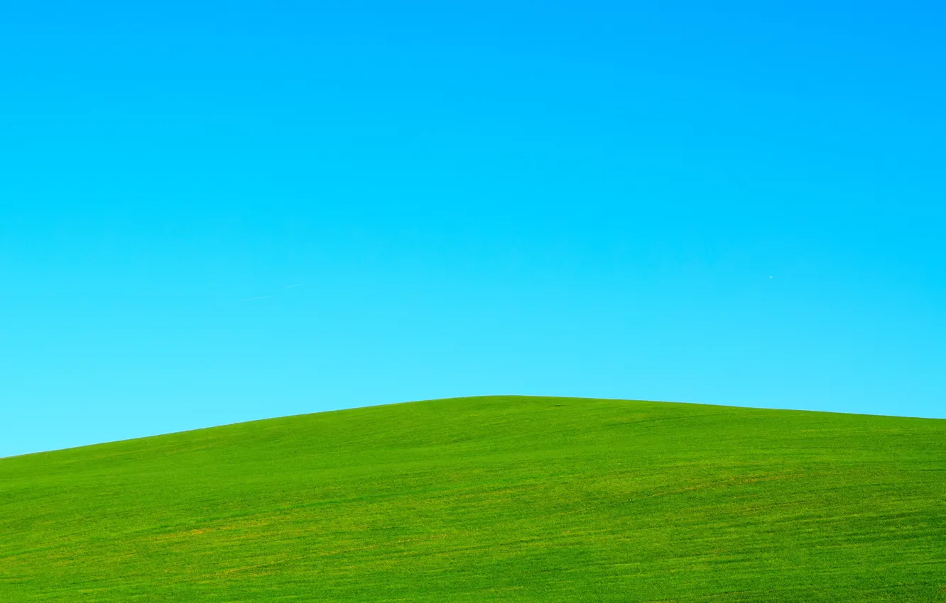 Фото обои небо, трава, минимализм, холм