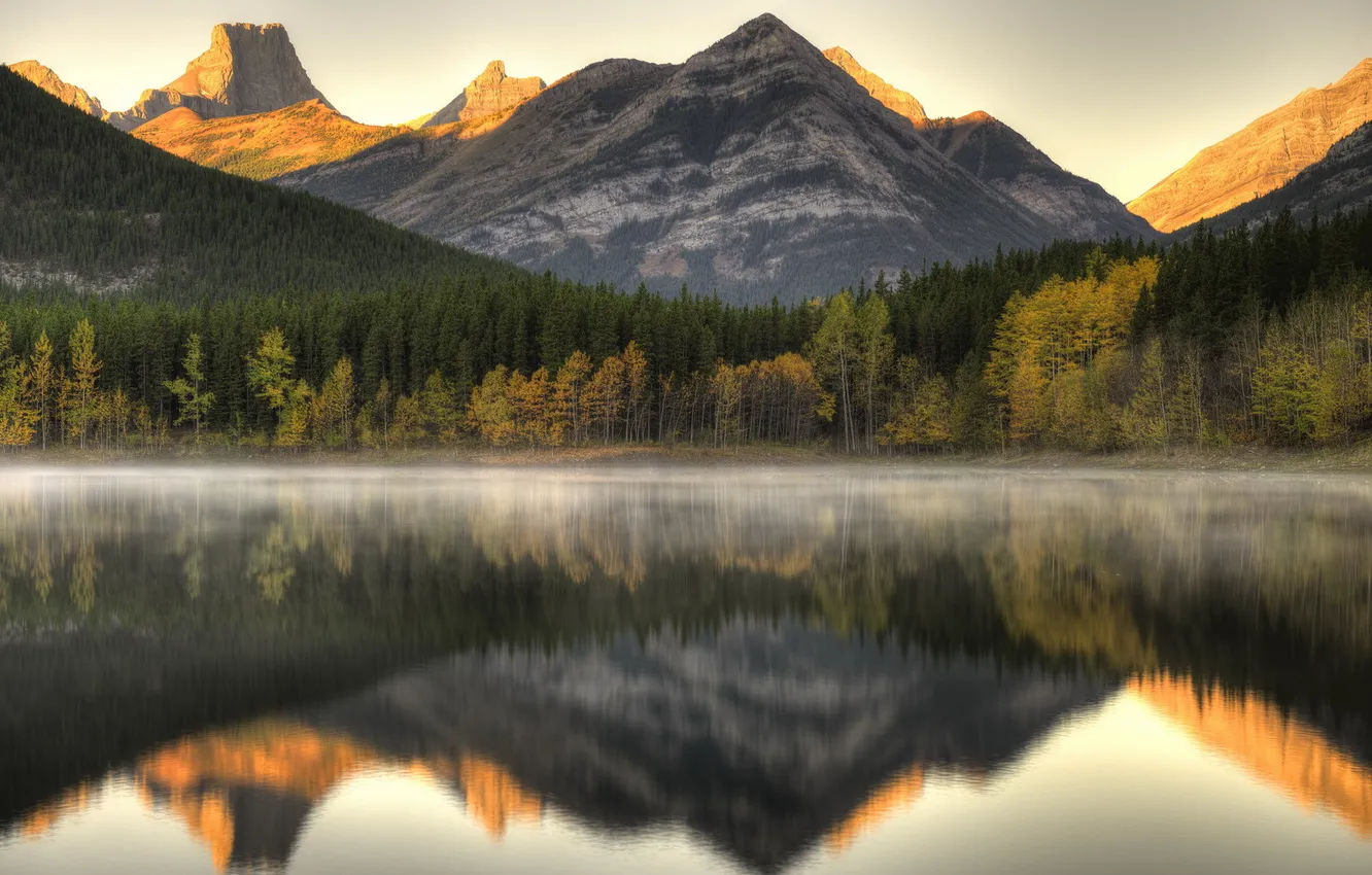 Фото обои пейзаж, горы, озеро, Alberta, Kananaskis
