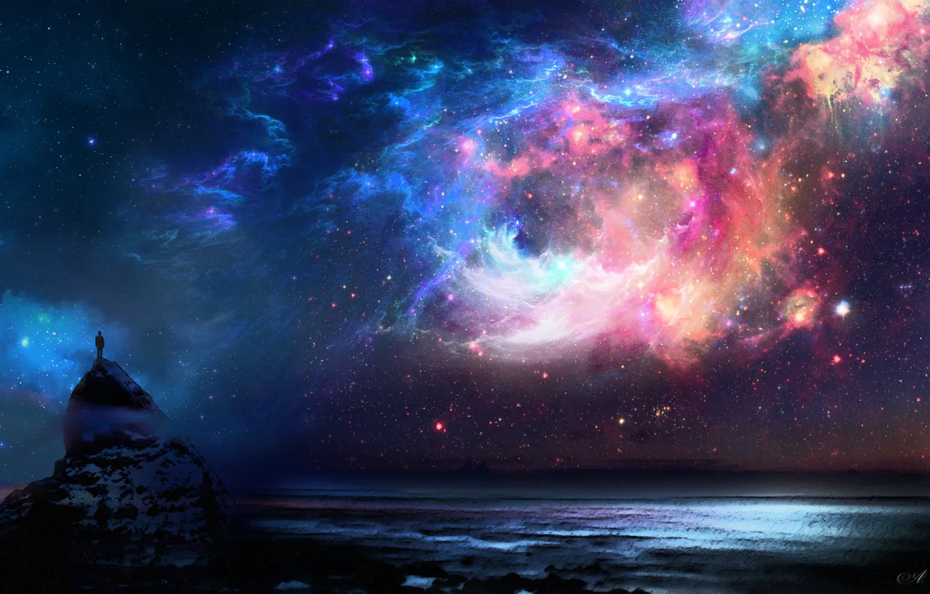 Фото обои цвета, космос, пространство, человек, яркость, явление