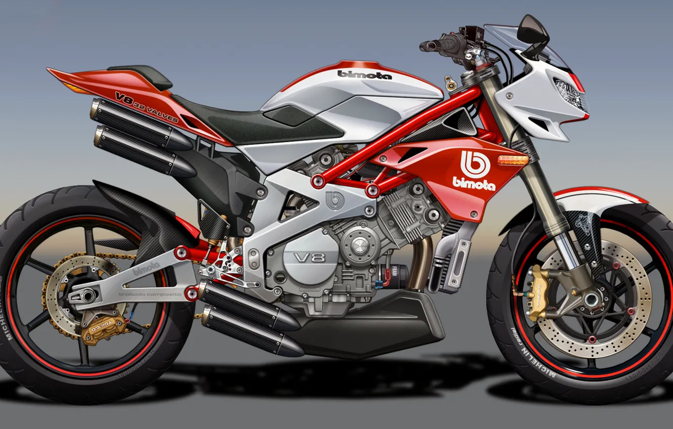 Фото обои Concept, рисунок, арт, Мотоцикл, dangeruss, Bimota V 8