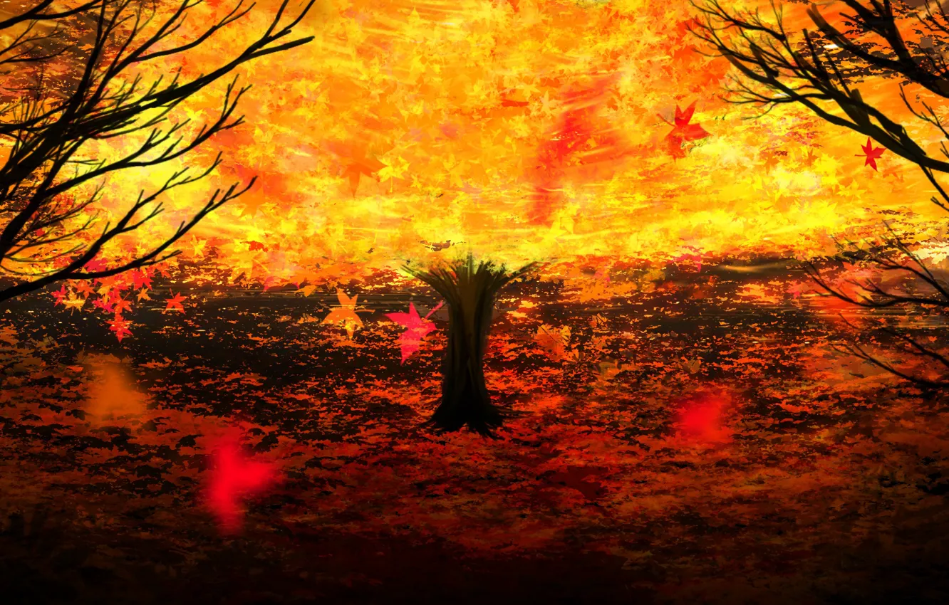 Фото обои осень, дерево, огонь, by Y_Y