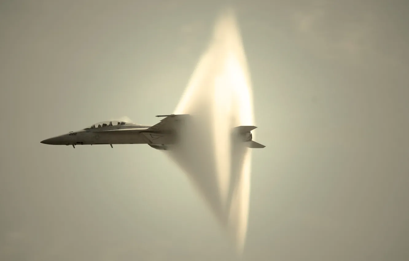 Фото обои самолет, звуковой барьер, FA/18 Super Hornet