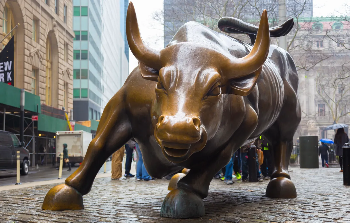 Фото обои New York, pose, bronze bull