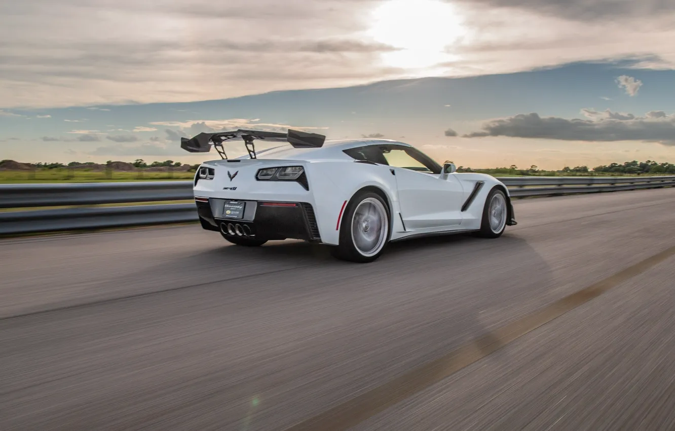 Фото обои Corvette, Chevrolet, Hennessey, rear wing, Hennessey Chevrolet Corvette ZR1