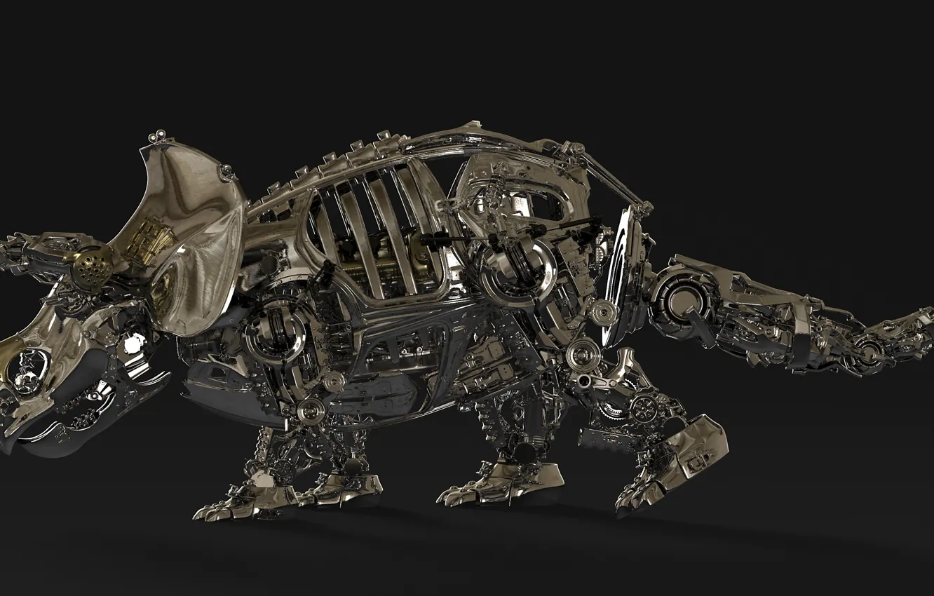 Фото обои металл, дизайн, детали, Triceratops, Трицератопс