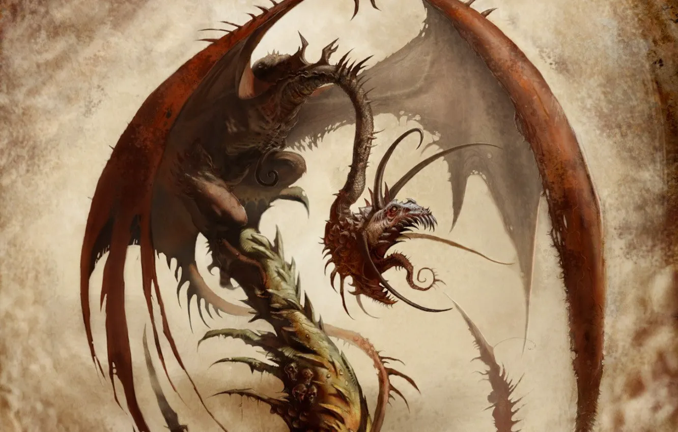 Фото обои дракон, крылья, монстр