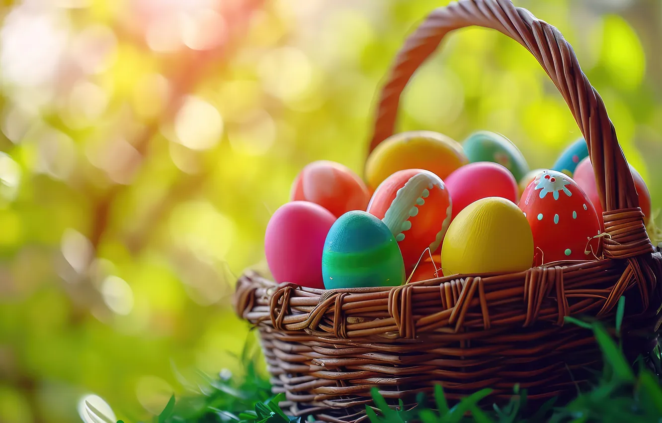 Фото обои яйца, весна, colorful, Пасха, happy, wood, spring, Easter
