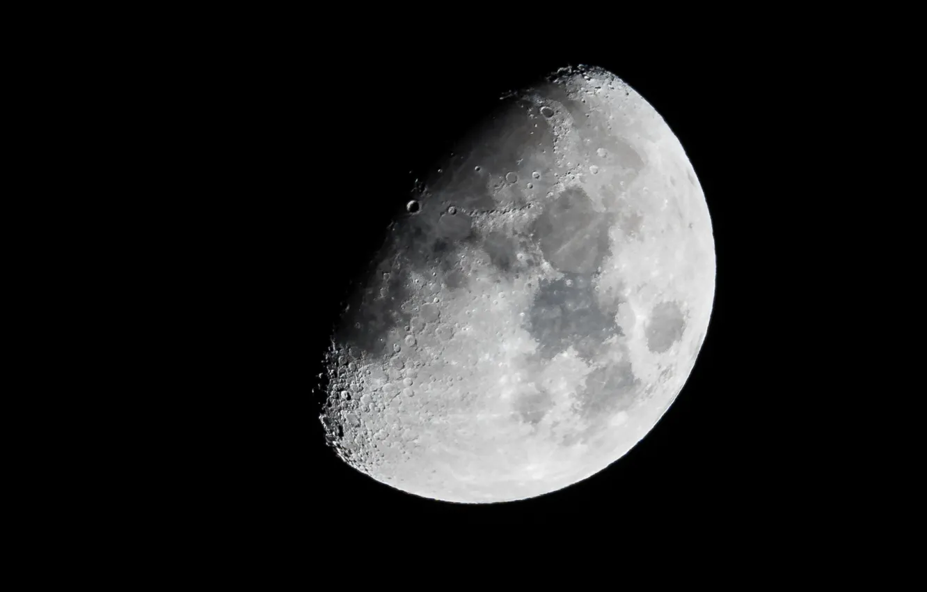 Фото обои поверхность, ночь, луна, спутник