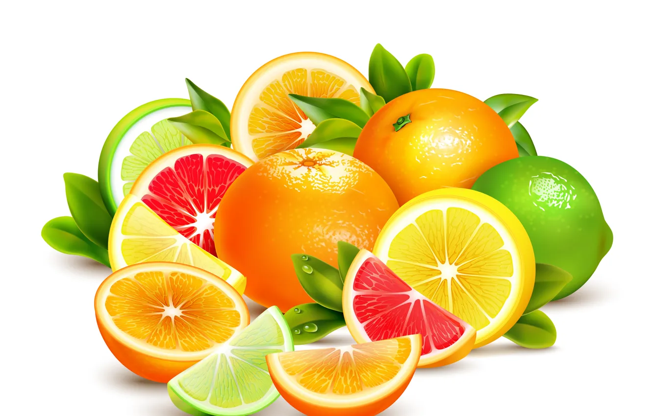 Фото обои апельсин, лайм, фрукты, цитрусовые