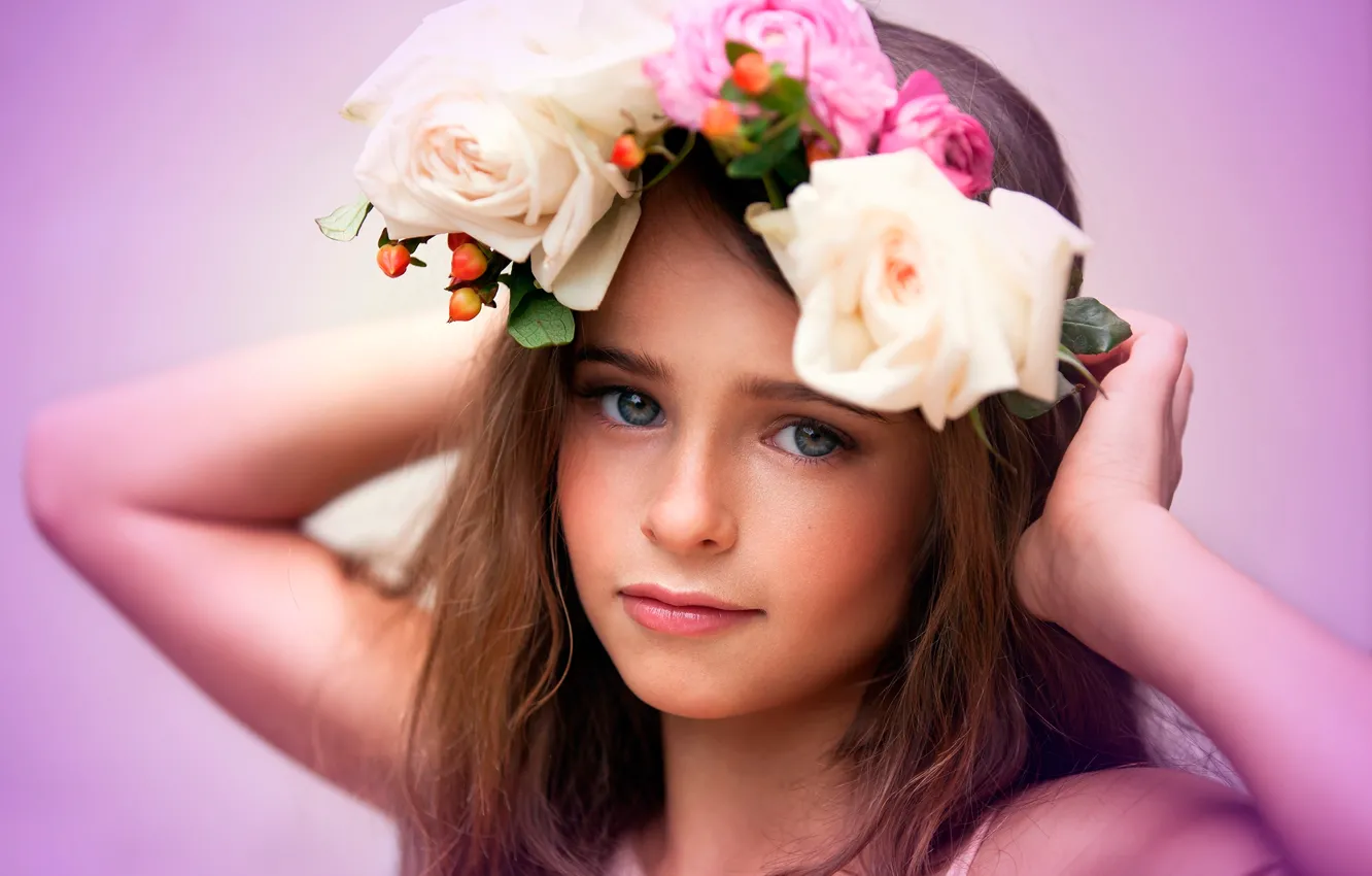 Фото обои девочка, венок, flowers, child photography