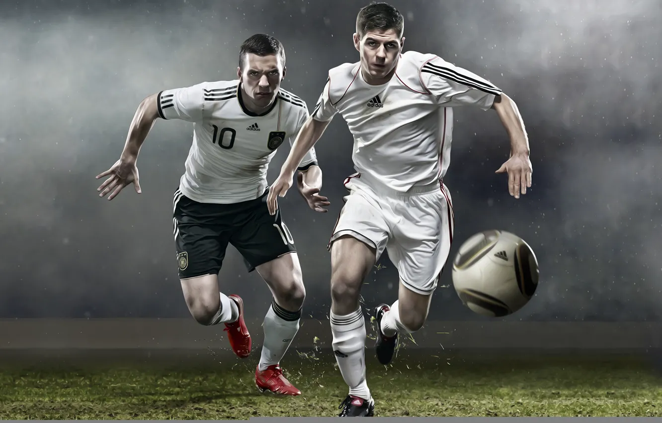 Фото обои футбол, мяч, адидас, adidas, gerrard, soccer, podolski