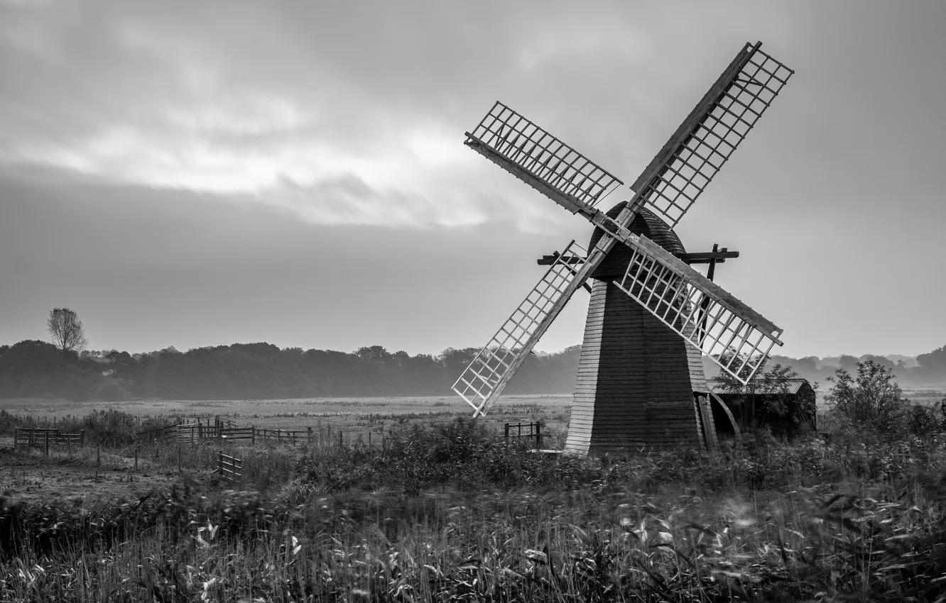 Фото обои windmill, countryside, farm