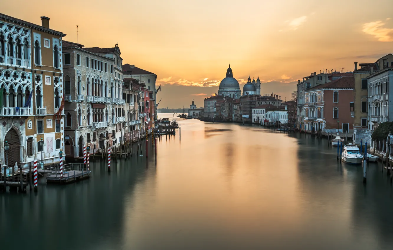 Фото обои Италия, Венеция, канал, Italy, sunset, Venice, Panorama, channel