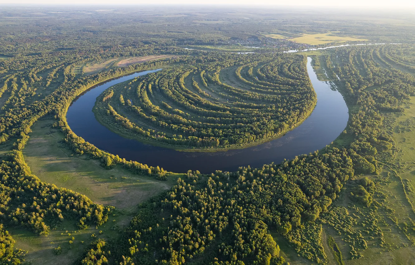 Фото обои river, water, vegetation, Curve