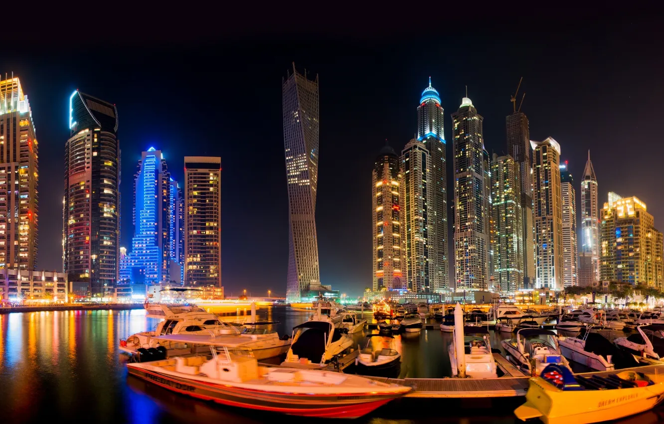 Фото обои ночь, город, огни, ночной город, Dubai