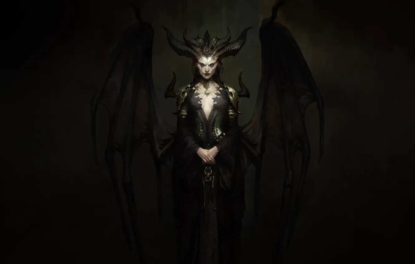 Фото обои Череп, Fantasy, Рога, Blizzard, Art, Фантастика, Diablo, Game