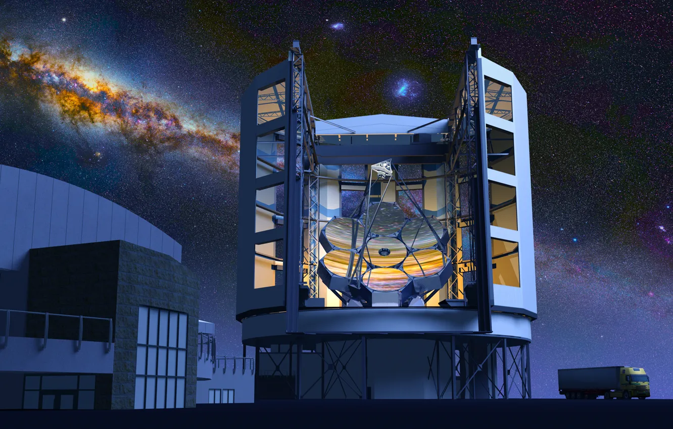 Фото обои обсерватория, Chile, Atacama Desert, GMT, Giant Magellan Telescope, Las Campanas Peak