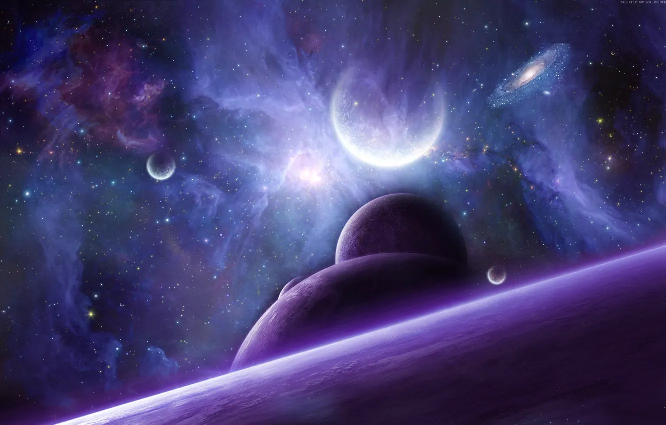 Фото обои космос, звезды, туманность, планеты, арт, галактика, NathanBlackwolf