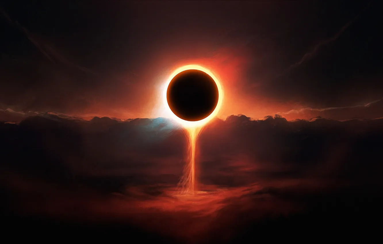 Фото обои eclipse, nebula, art, galaxy, black hole