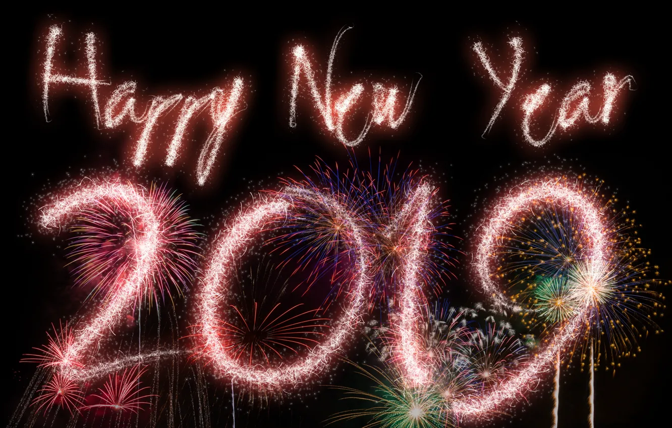 Фото обои ночь, огни, салют, colorful, Новый Год, happy, night, New Year