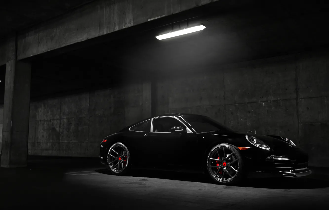 Фото обои car, Porsche, black, night, Carrera S