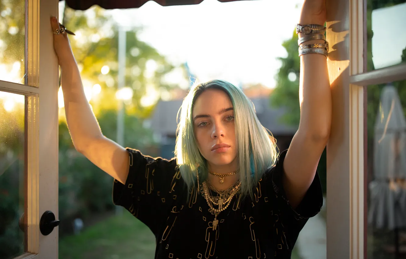 Фото обои украшения, певица, цепи, singer, Billie Eilish, Билли Айлиш