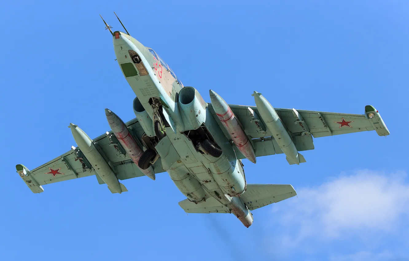 Фото обои штурмовик, взлёт, Су-25УБ