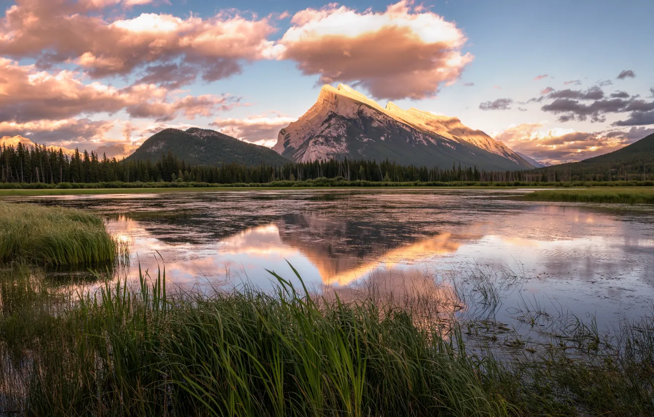 Фото обои горы, отражение, водоем