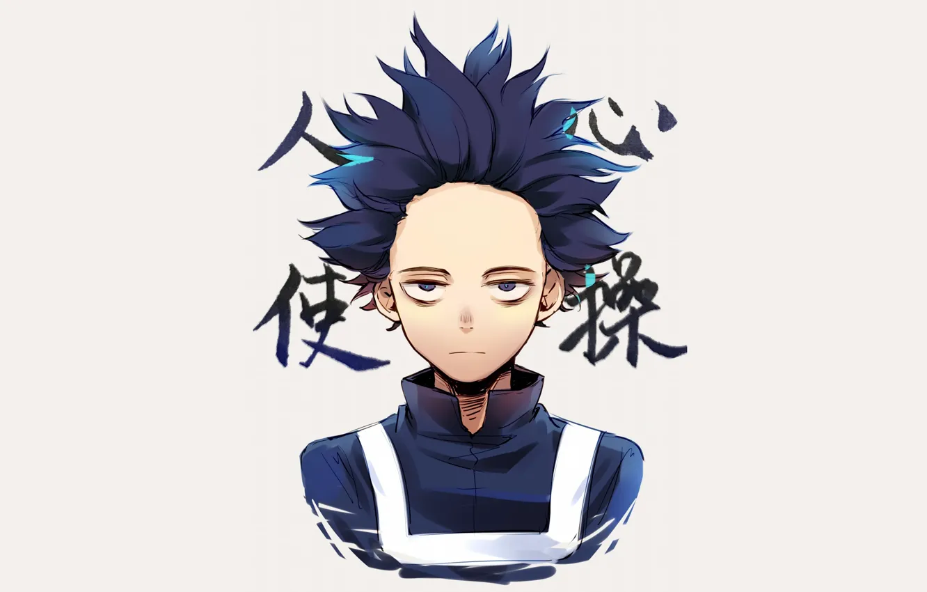 Фото обои взгляд, фон, парень, My Hero Academia, Boku No Hero Academia, Моя Геройская Академия, Shinsou Hitoshi