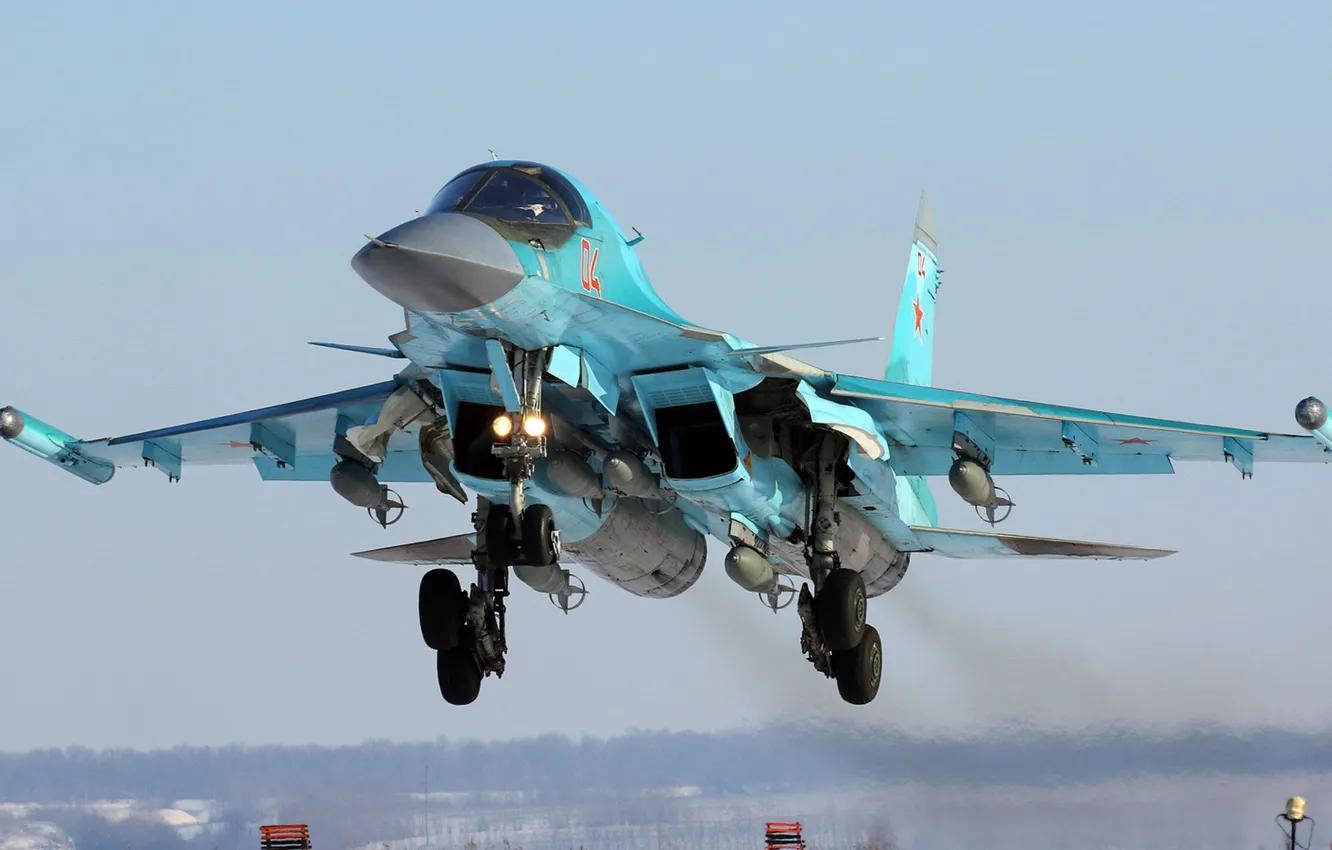 Фото обои истребитель-бомбардировщик, Су-34, ОКБ Сухого, российский многофункциональный