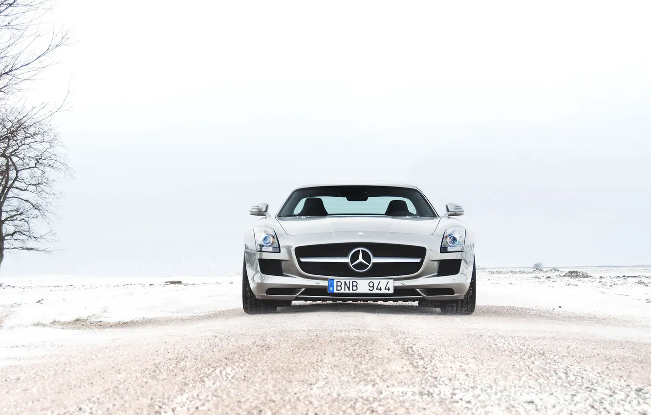 Фото обои mercedes-benz, winter, snow, sls, amg, 6.3