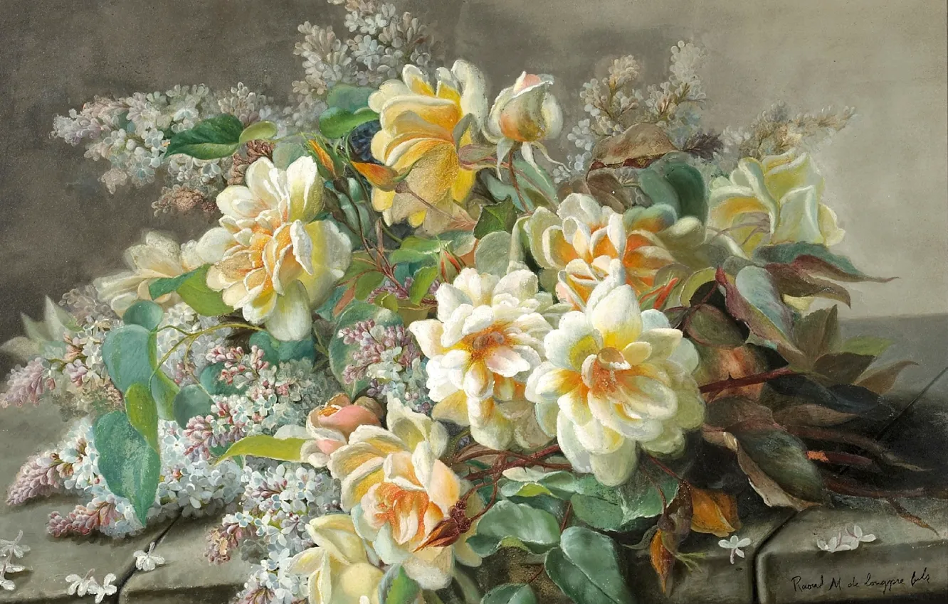 Фото обои цветы, розы, букет, живопись, Zbigniew Kopania